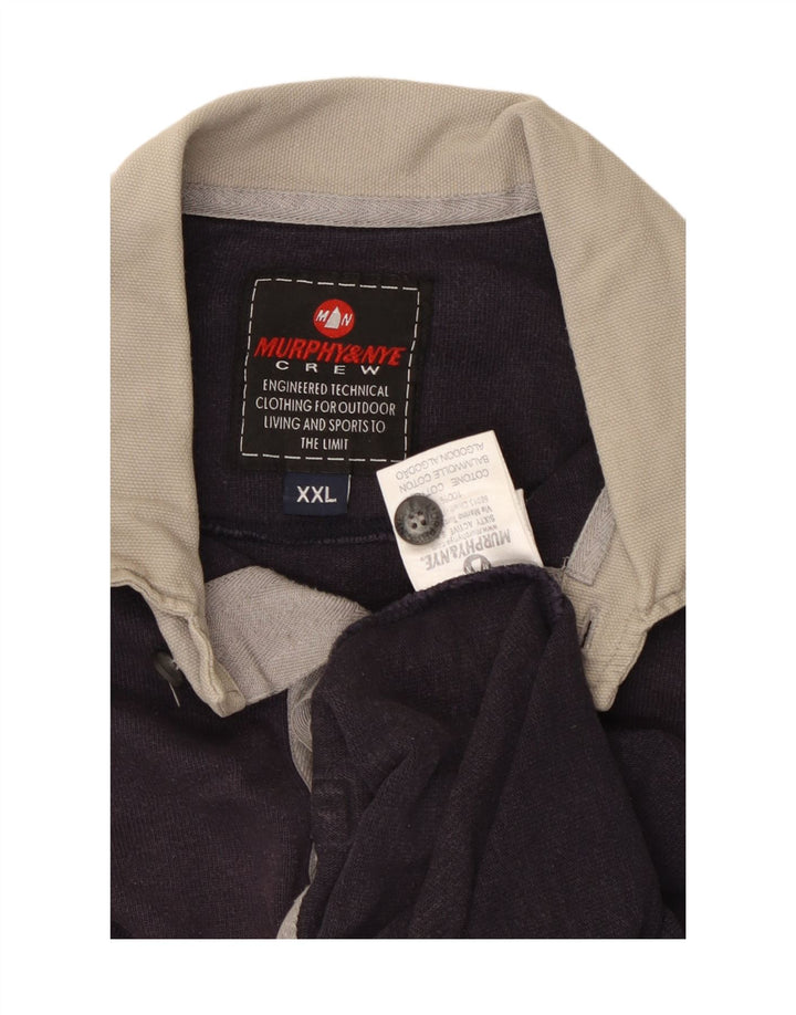 MURPHY & NYE Langærmet rugby poloshirt til mænd 2XL marineblå bomuld
