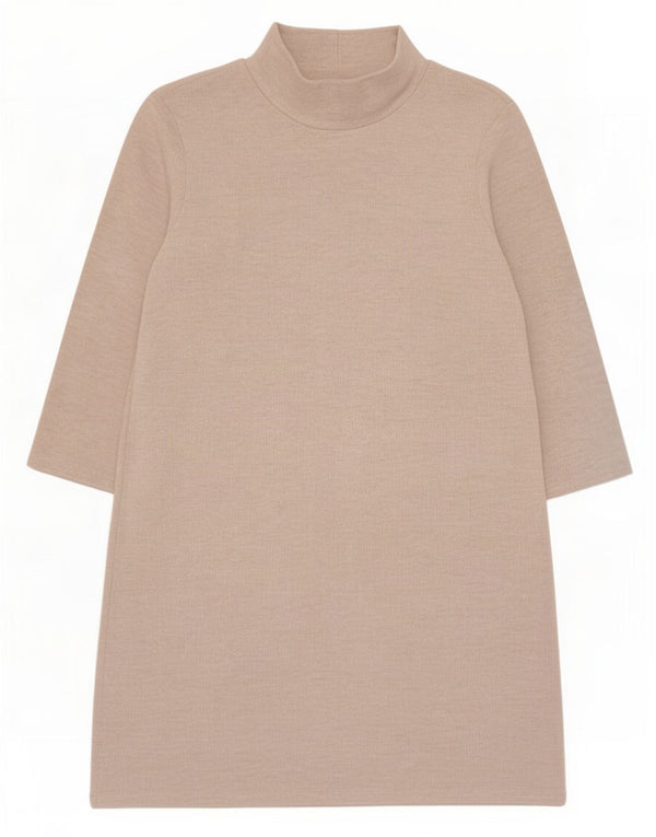 Zara Womens 3/4 Sleeve Jumper Dress UK 12 Medium Beige Polyester