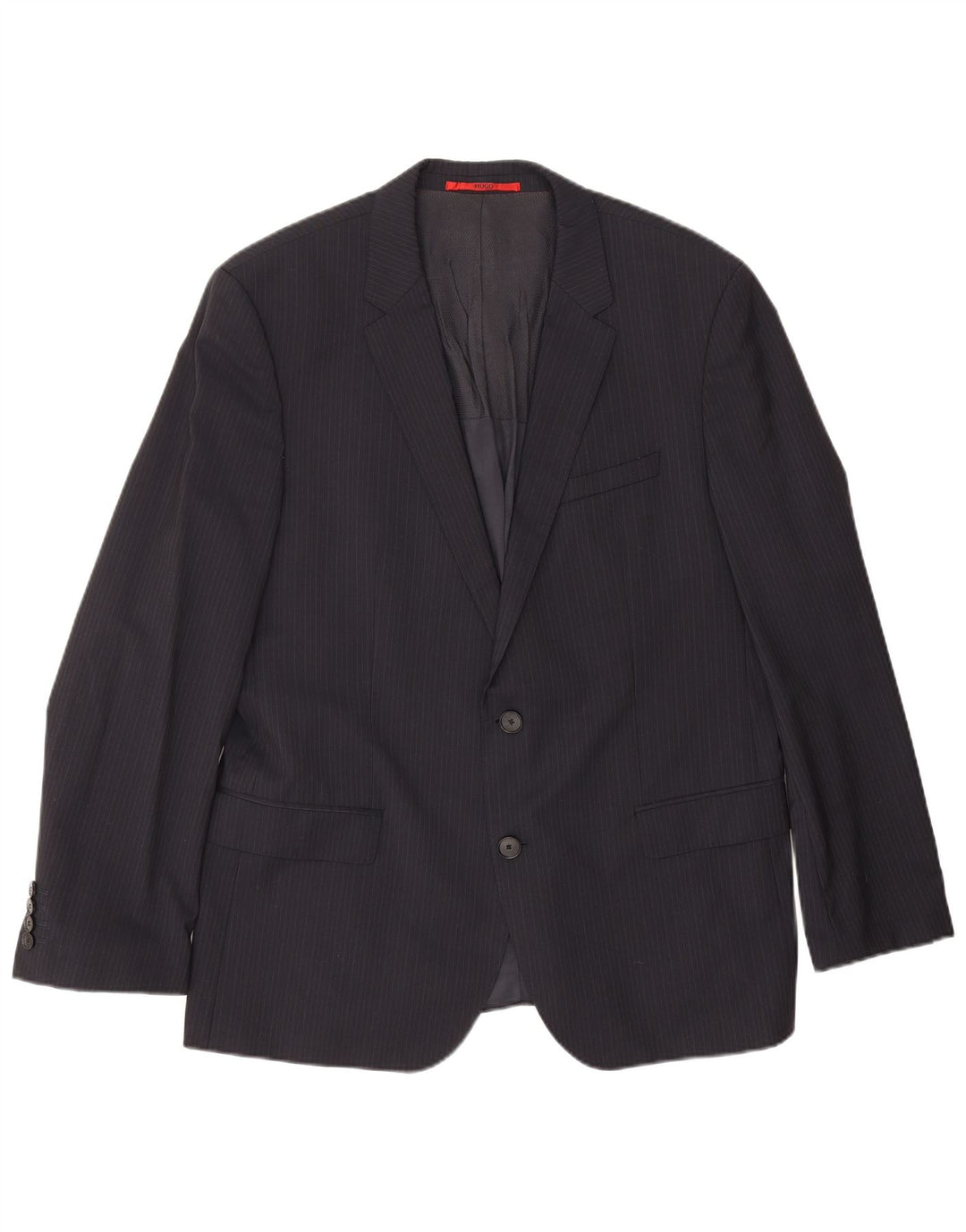 Hugo Boss Herre 2 Button Blazer Jacket UK 54 2XL Navy Blue Pinstripe