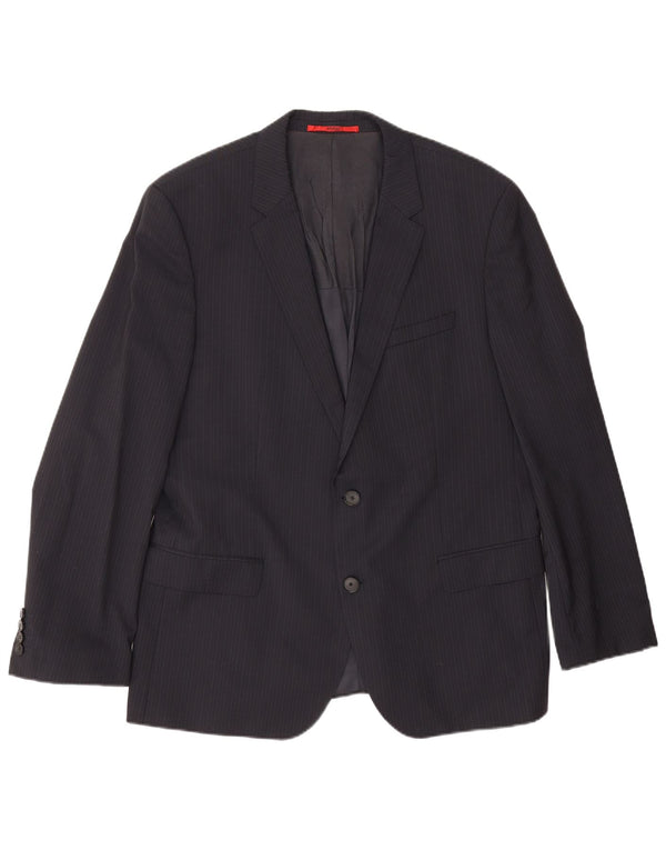 Hugo Boss Herre 2 Button Blazer Jacket UK 54 2XL Navy Blue Pinstripe