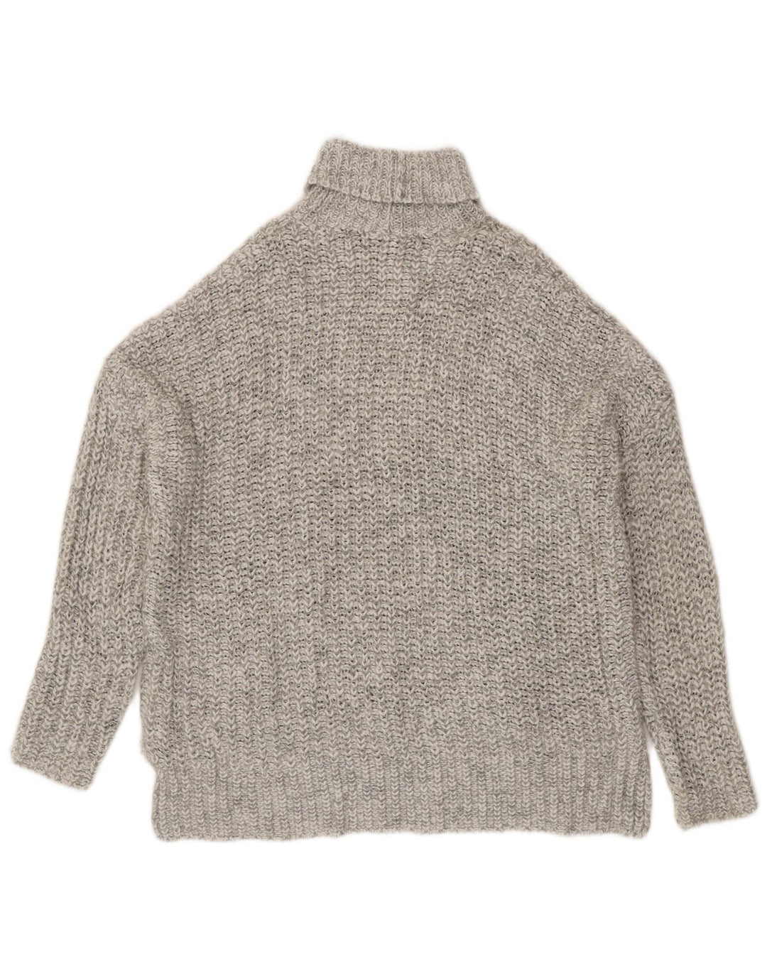Zara Dame Oversized Roll Neck Jumper Sweater UK 14 Medium Grey Flecked