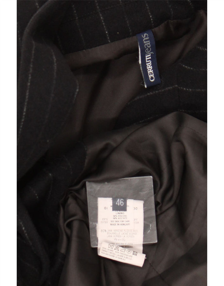 Cerruti Womens Longline 3-knaps blazerjakke EU 46 XL Sort nålestribe