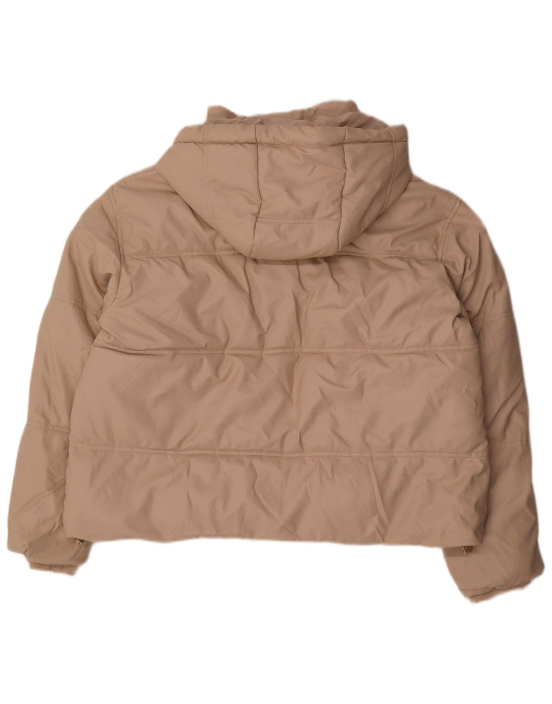 Zara oversize polstret hættejakke til kvinder, UK 14 Medium beige polyurethan