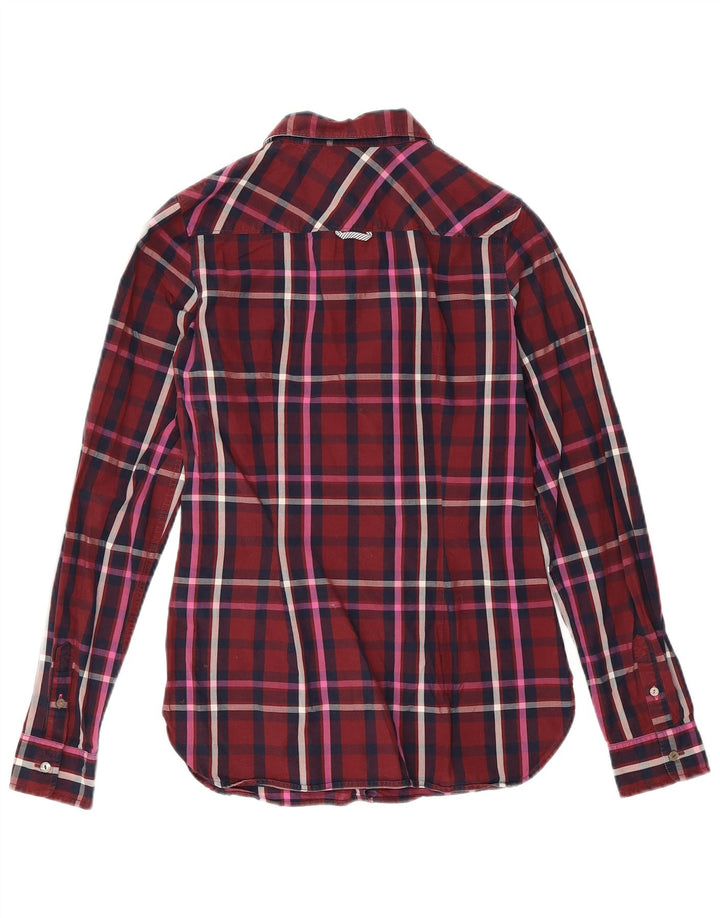 Tommy Hilfiger dameskjorte US 4 Small Bourgogne ternet bomuld