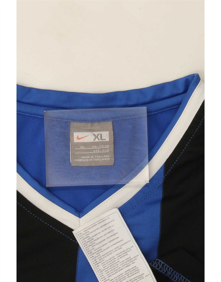 Nike drenge T-shirt top 13-14 år XL blå stribet polyester