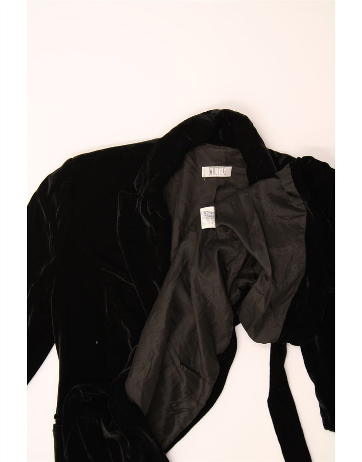 VINTAGE Womens Blazer Jacket UK 12 Medium Black Viscose Vintage Vintage and Second-Hand Vintage from Messina Hembry 