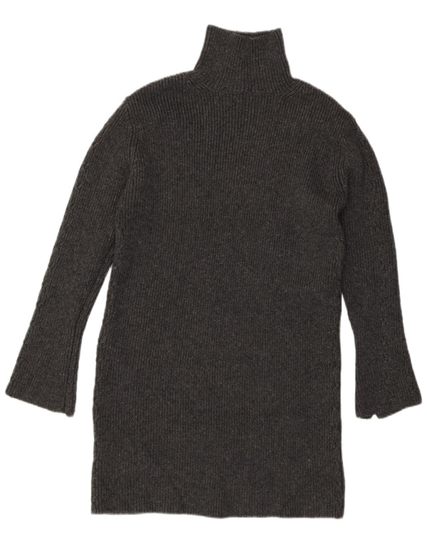 Zara Dame Longline rullehals sweater UK 8 Small Grå Akryl