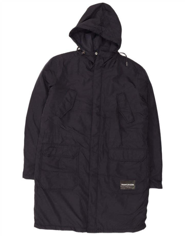 Calvin Klein Jeans Herre Hooded Polstret Frakke UK 40 Large Navy Blue Polyester