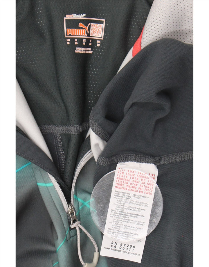 PUMA Womens Zip Neck Pullover Tracksuit Top UK 12 Medium  Grey Geometric Vintage Puma and Second-Hand Puma from Messina Hembry 