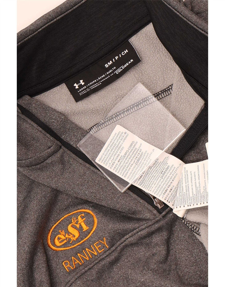 Under Armour Herre Cold Gear Zip Neck Pullover Træningsdragt Top Lille Grå