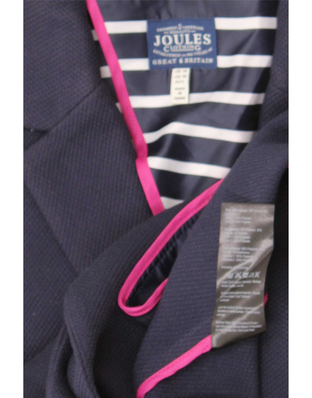 Joules Dame 1 Knap Blazer Jacket UK 14 Medium Navy Blue Polyester