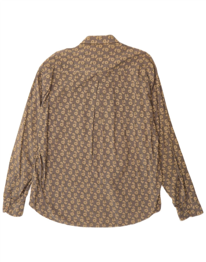 Vintage herreskjorte XL grå blomsterviscose