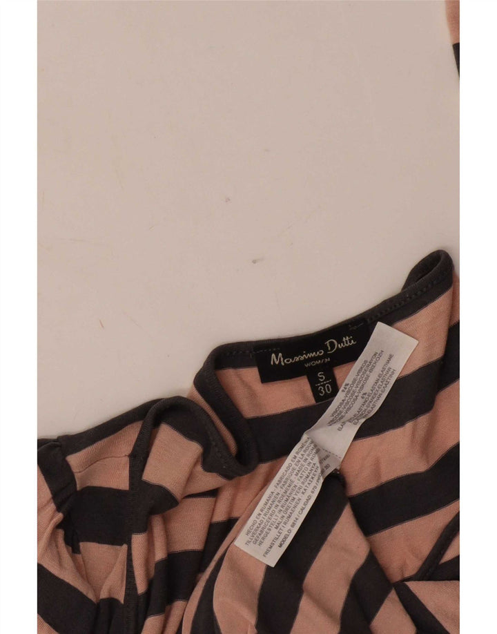 Massimo Dutti Dame Top Langærmet UK 10 Lille Pink Stribet Viscose