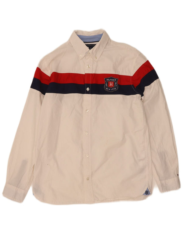 Tommy Hilfiger drenge grafisk skjorte 15-16 år XL Hvid Colourblock Bomuld