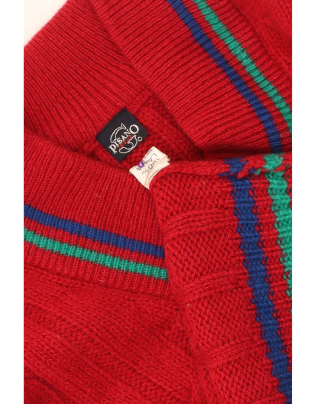 G.Pisano Dame V-hals sweater IT 52 2XL rødstribet uld