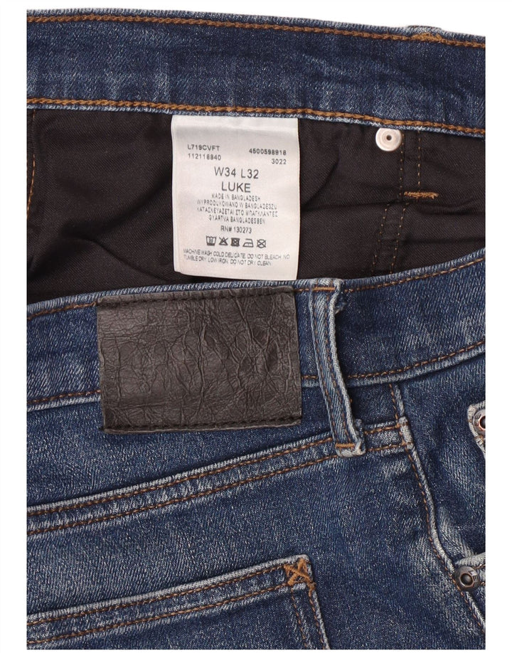Lee Herre Luke Tapered Slim Jeans W34 L32 Blå Bomuld