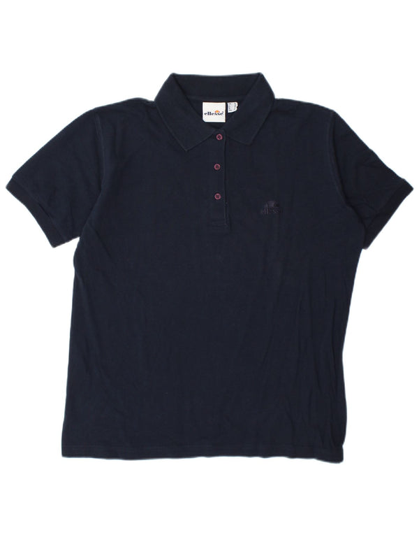 Ellesse Womens Polo Shirt UK 16 Large Navy Blue Cotton