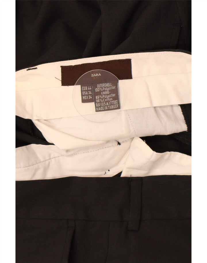 Zara Straight Suit Bukser til mænd EU 44 Large W34 L27 Sort Polyester