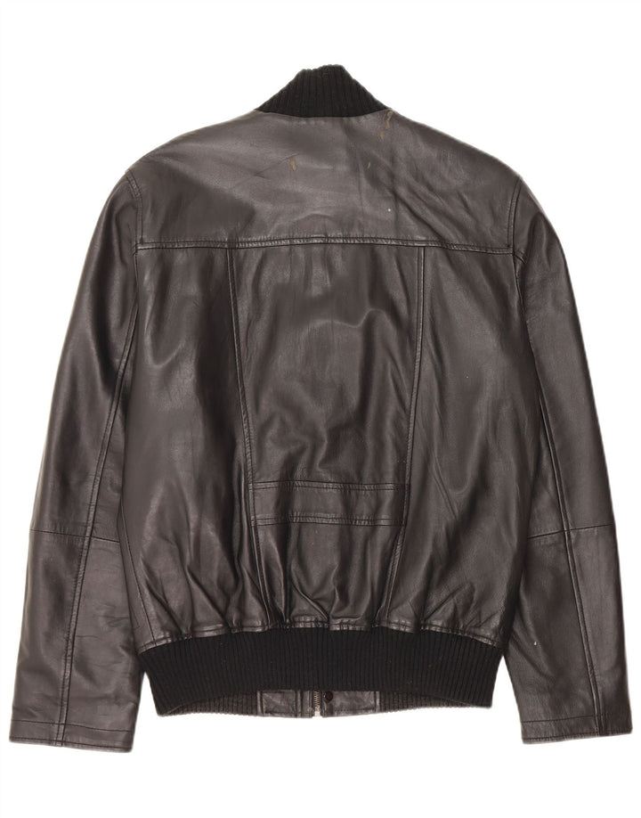 Conbipel Herre Bomber Læderjakke IT 48 Medium Sort Læder