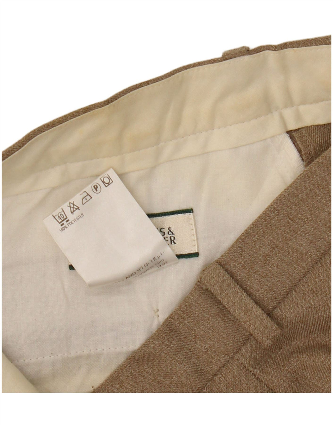 Marks & Spencer Straight Chino Bukser til mænd W32 L31 Beige Polyester