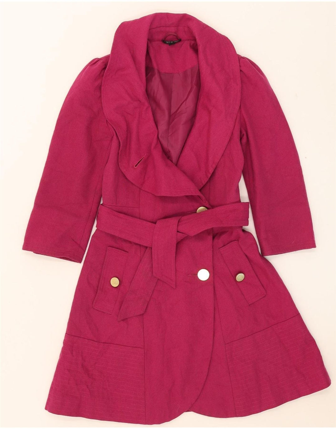 Topshop Dame Overfrakke UK 8 Lille Pink Uld