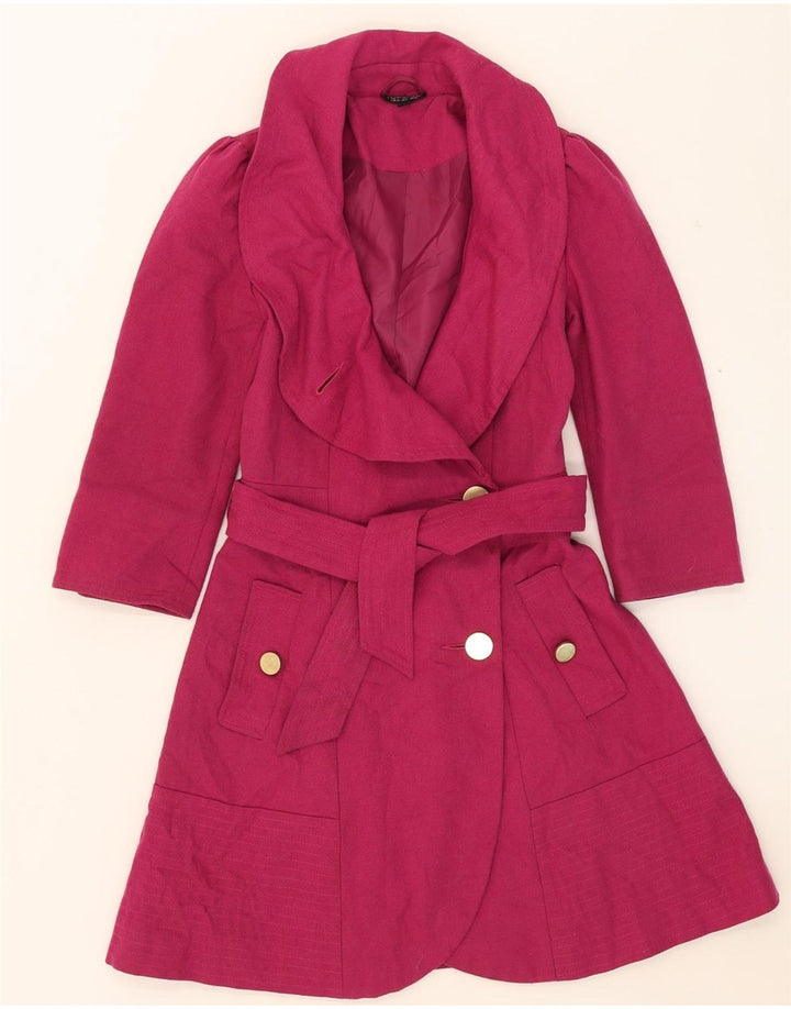 Topshop Dame Overfrakke UK 8 Lille Pink Uld