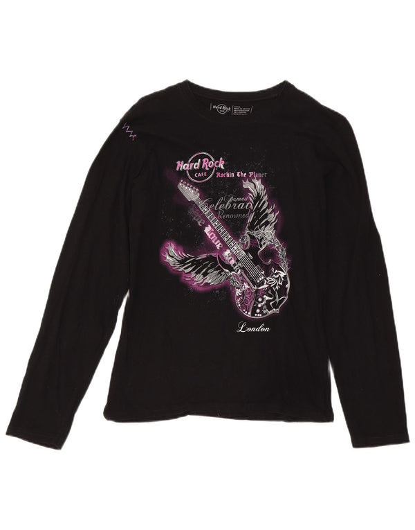 Hard Rock Cafe Dame London Grafisk Top Langærmet UK 14 Stor Sort