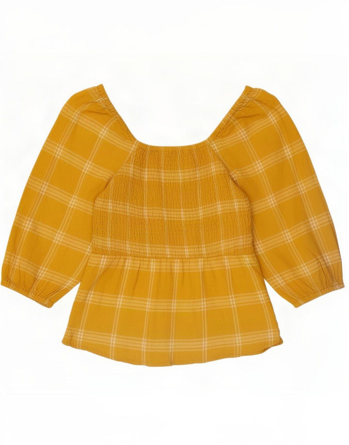 Marks & Spencer Dame Off Shoulder Top UK 12 Medium Yellow Check