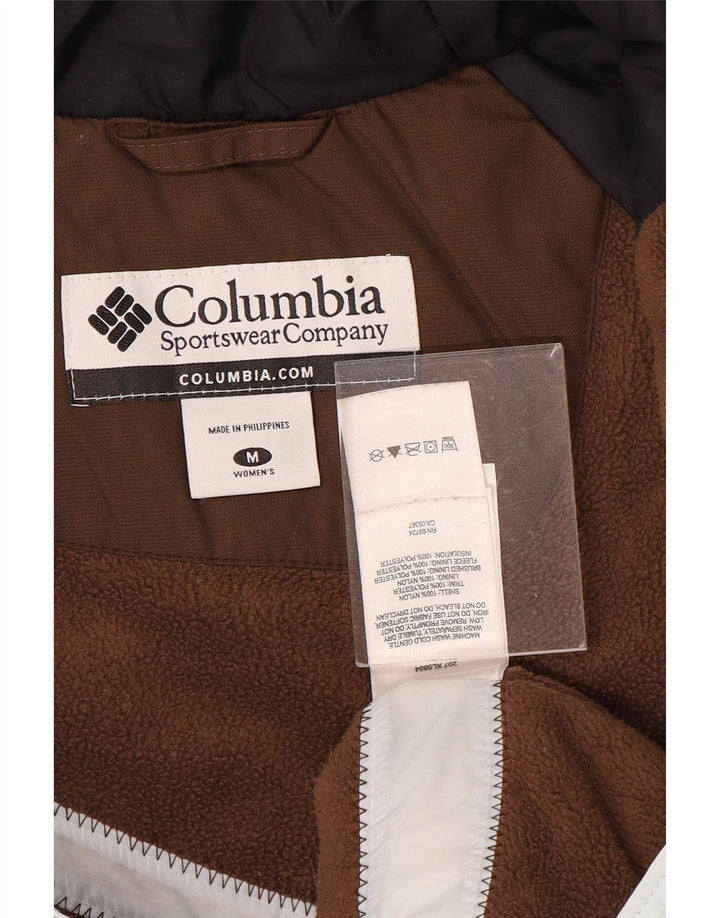 COLUMBIA Vindjakke med hætte til kvinder UK 14 Medium Brown Colourblock