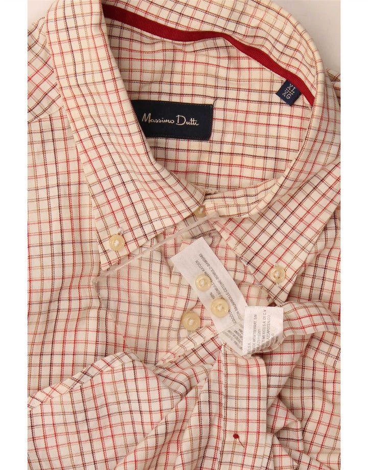 Massimo Dutti Herreskjorte XL Hvid Ternet Bomuld