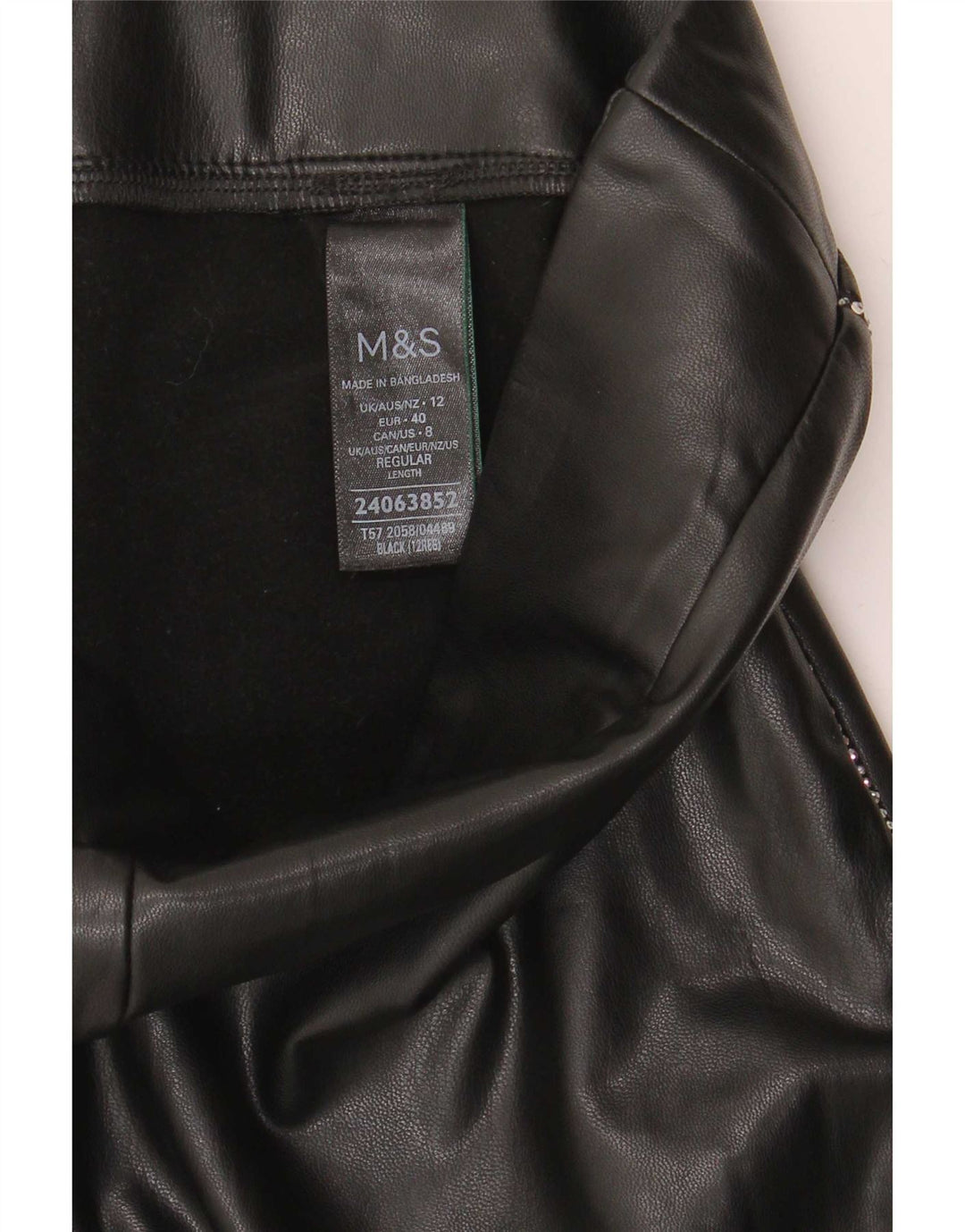 Marks & Spencer Dame imiteret læder Leggings UK 12 Medium Sort Polyester