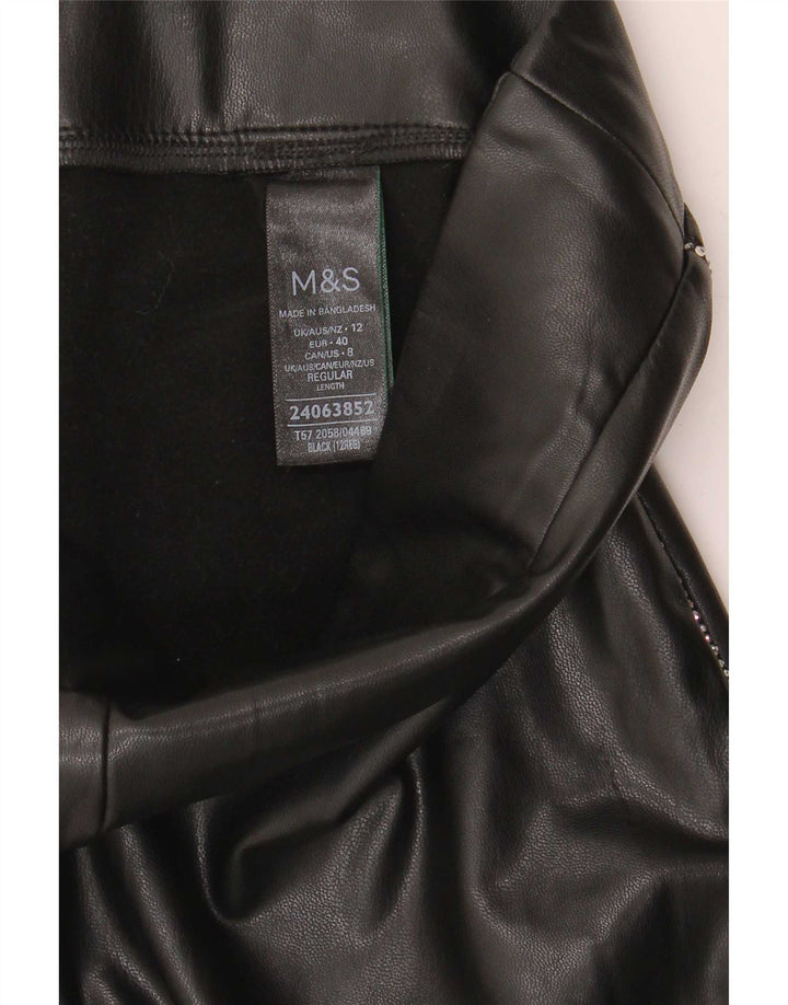 Marks & Spencer Dame imiteret læder Leggings UK 12 Medium Sort Polyester