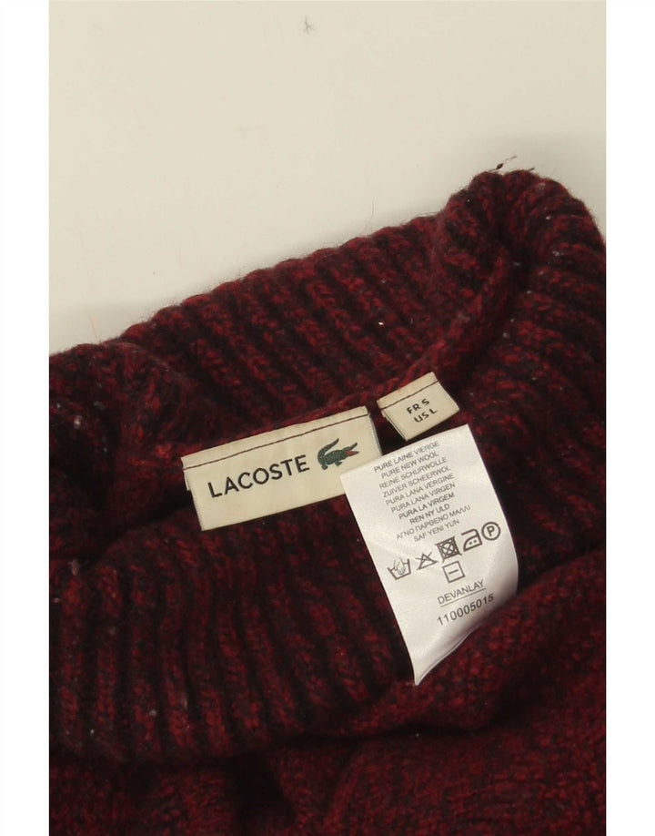 Lacoste Herre Rullehalstrøjetrøje Størrelse 5 Stor Burgundy Uld