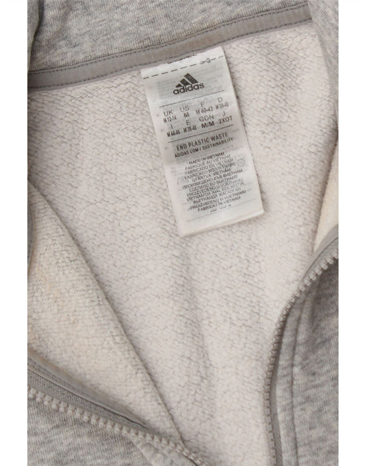 ADIDAS Womens Zip Neck Sweatshirt Jumper UK 12/14 Medium Grey Cotton Vintage Adidas and Second-Hand Adidas from Messina Hembry 