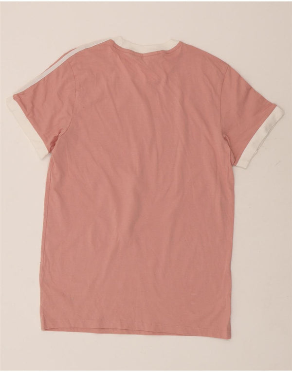 Adidas Dame T-Shirt Top UK 8 Small Pink Colourblock Bomuld