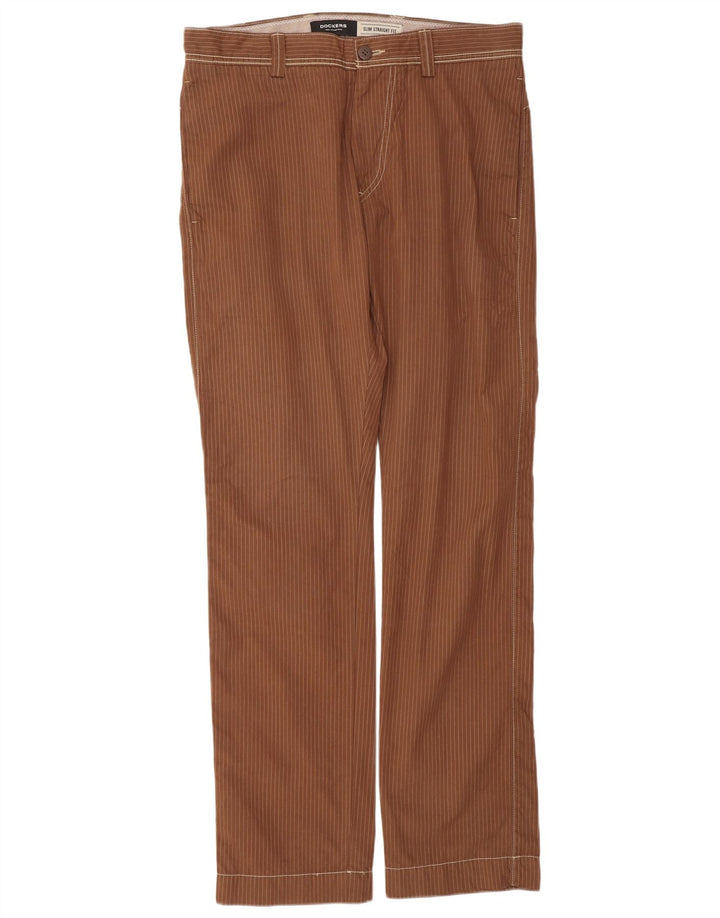 DOCKERS Slim Fit Chinobukser til mænd W34 L34 Brown Pinstripe Classic