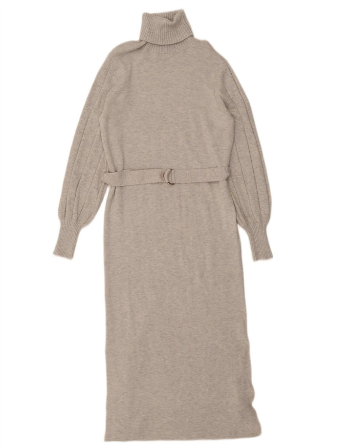 KAREN MILLEN Womens Long Sleeve Jumper Dress UK 14 Medium Grey Polyester