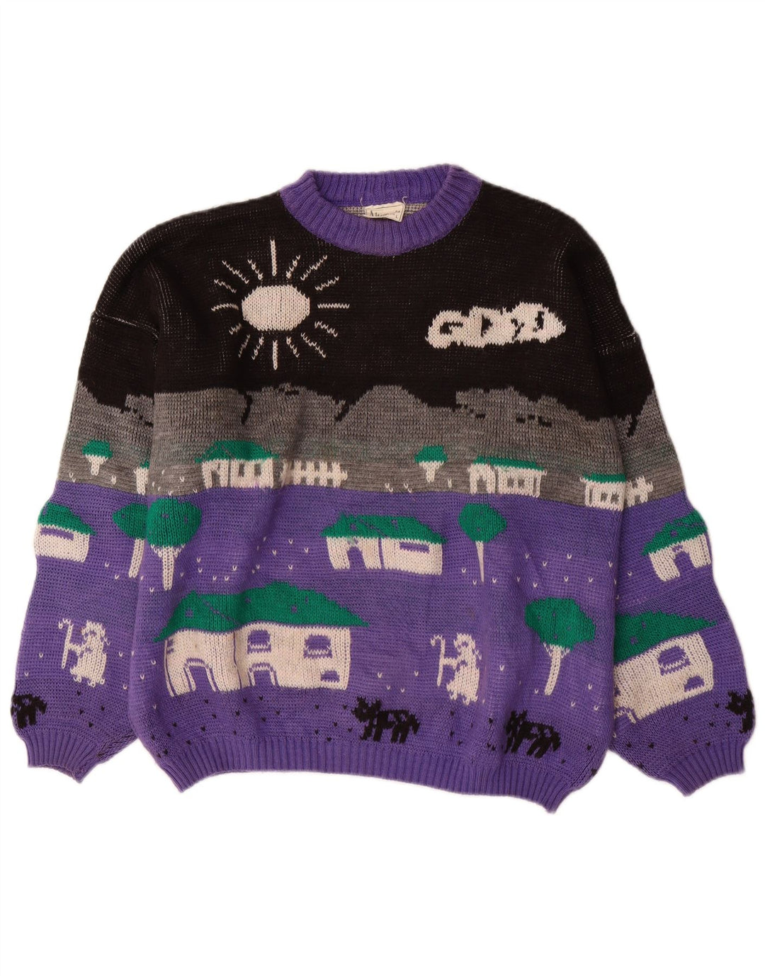 ALTA MODA Dame sweater med rund hals DK 16 Stor lilla farveblok