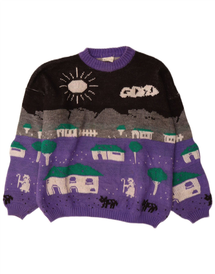 ALTA MODA Dame sweater med rund hals DK 16 Stor lilla farveblok