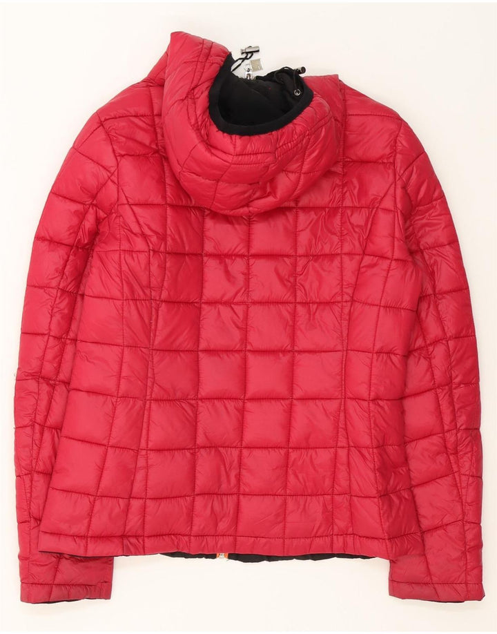 K-Way Dame Hætte Vendbar Polstret Jakke UK 14 Stor Sort Nylon