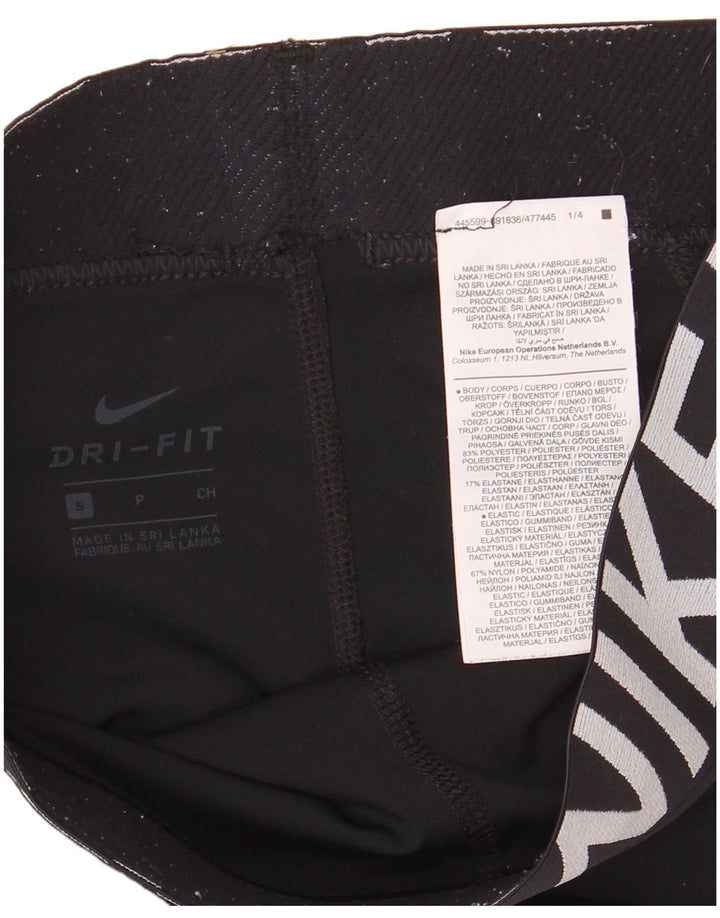 Nike Dame Dri Fit grafiske sportsshorts UK 8 Small Black Polyester