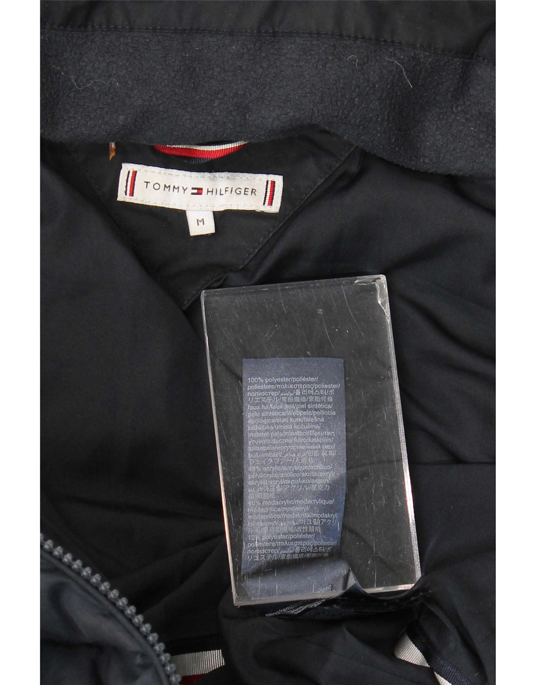 Tommy Hilfiger Dame Hætte Polstret Frakke UK 14 Medium Navy Blue Polyester