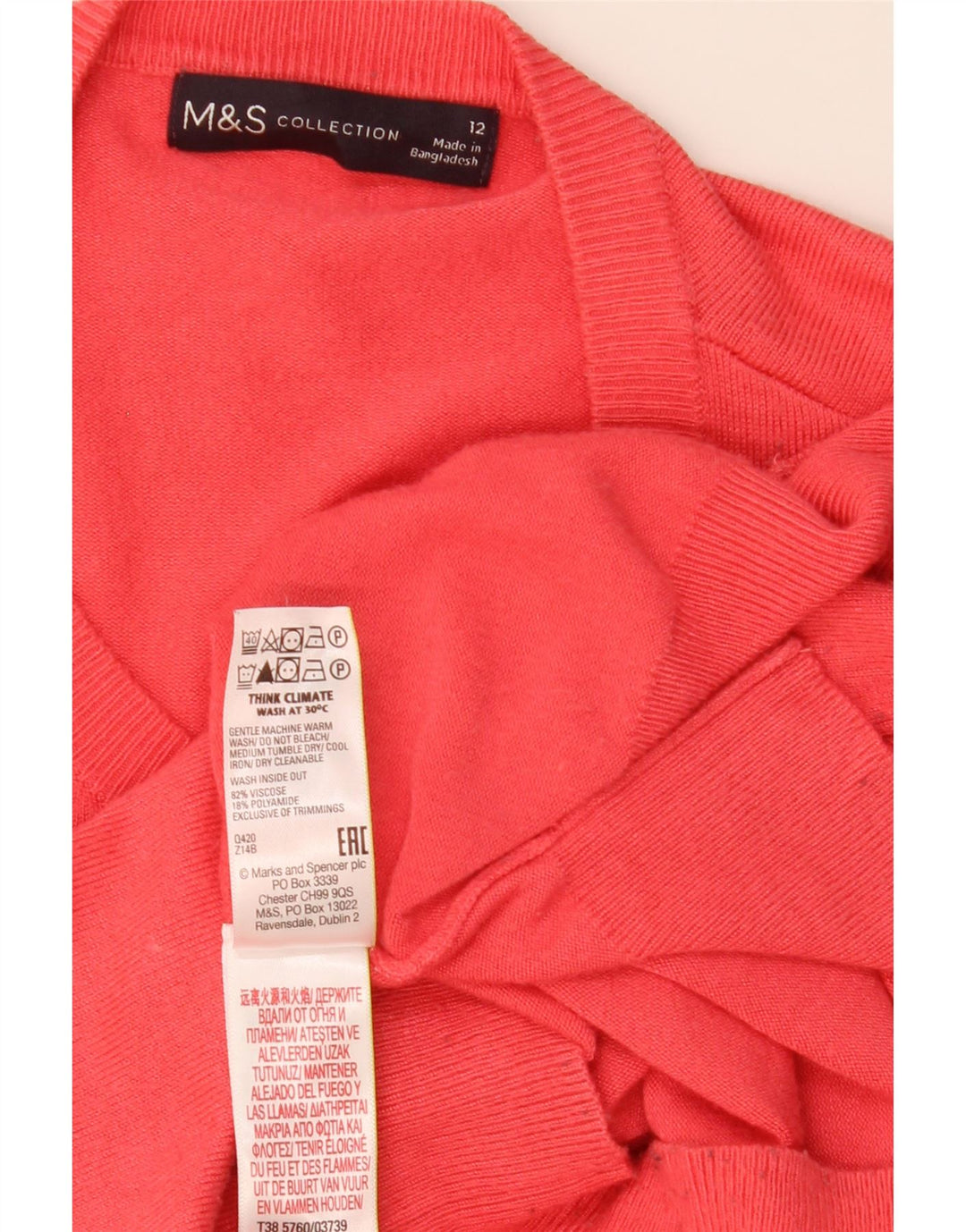 Marks & Spencer Dame Cardigan Sweater UK 12 Medium Red Viscose