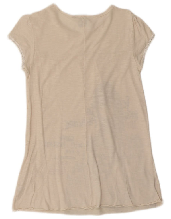 Benetton piger grafisk t-shirt top 11-12 år 2XL råhvid bomuld