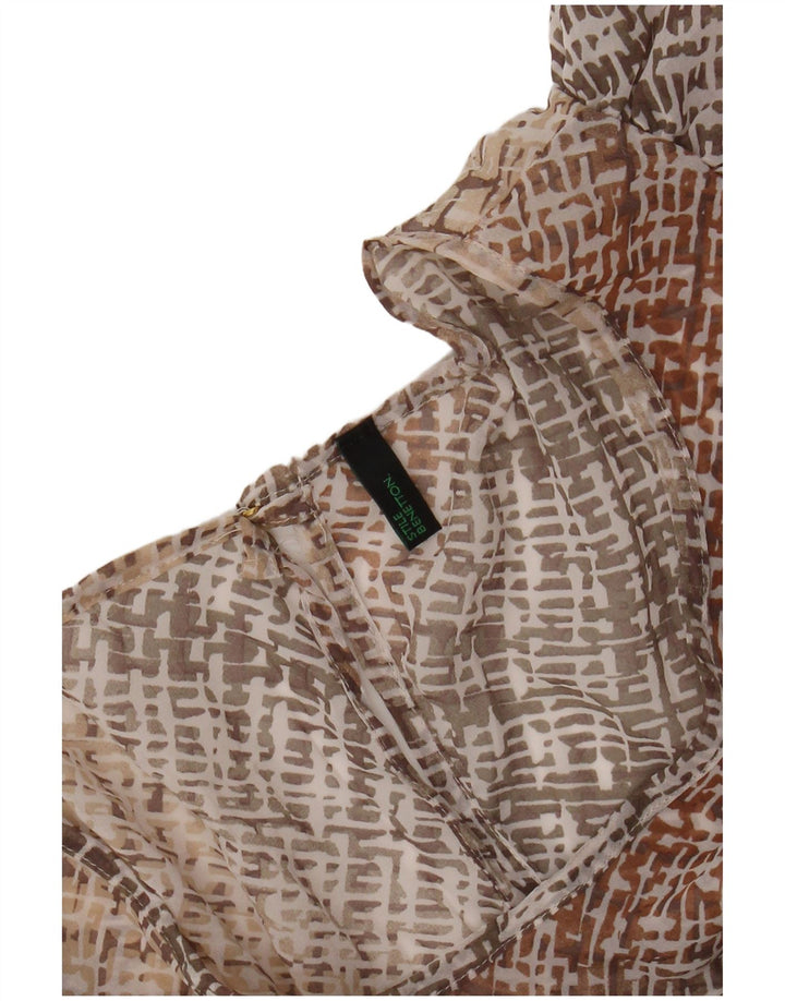 BENETTON Dame Batwing A-Line Kjole UK 12 Medium Beige Check