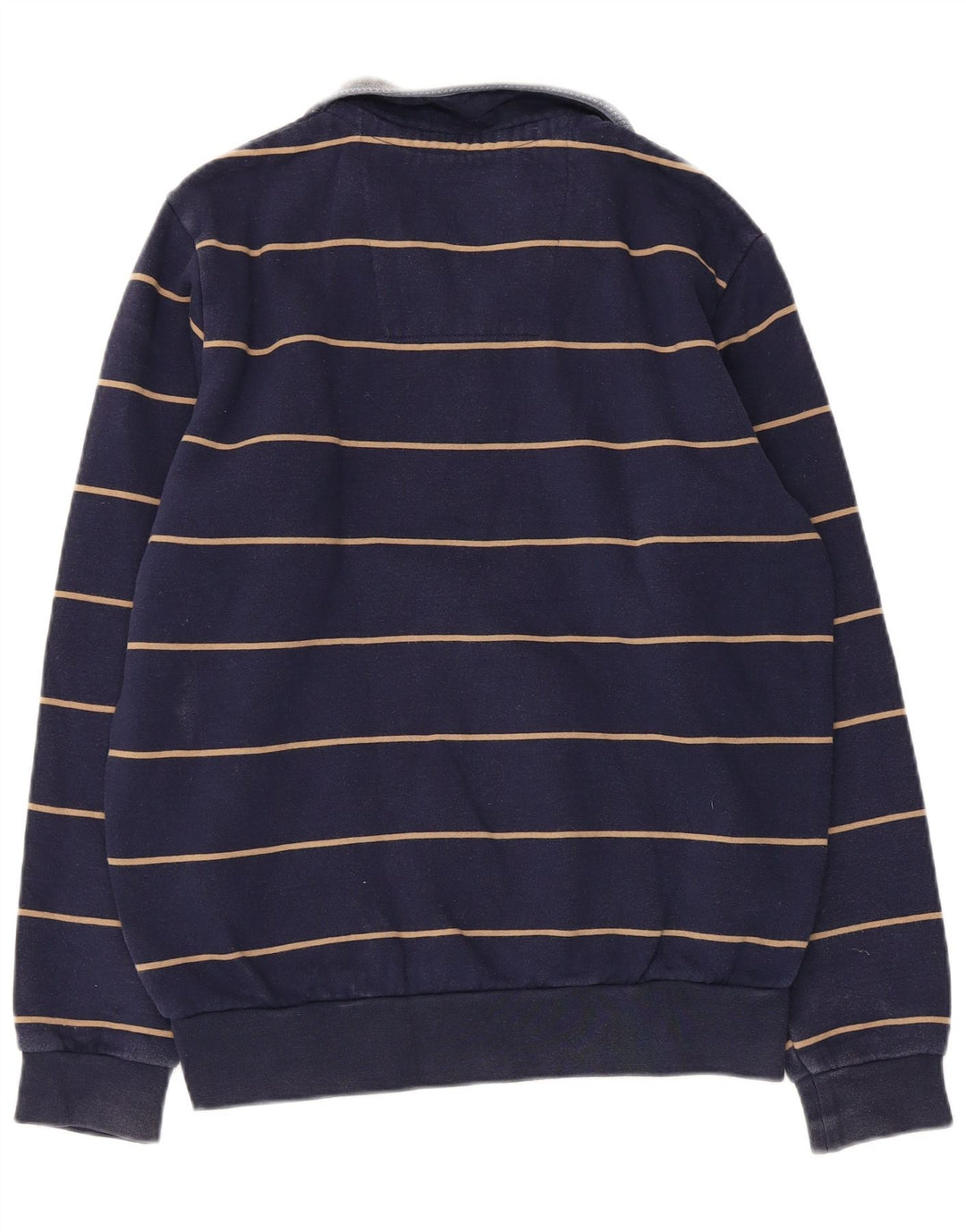 CREW TØJ Herre Zip Neck Sweatshirt Jumper Small Navy Blue Stribet