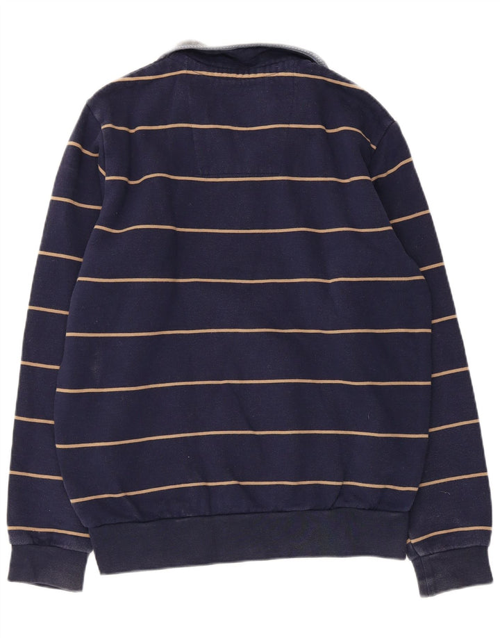 CREW TØJ Herre Zip Neck Sweatshirt Jumper Small Navy Blue Stribet