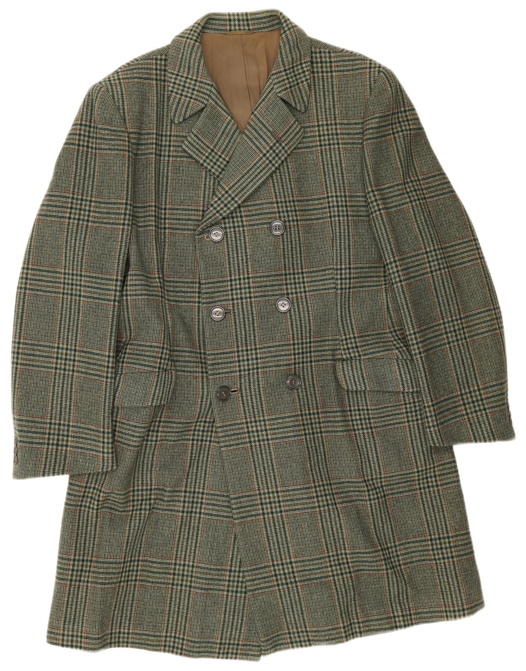 Marzotto Herre dobbeltradet frakke UK 38 Medium Green Houndstooth