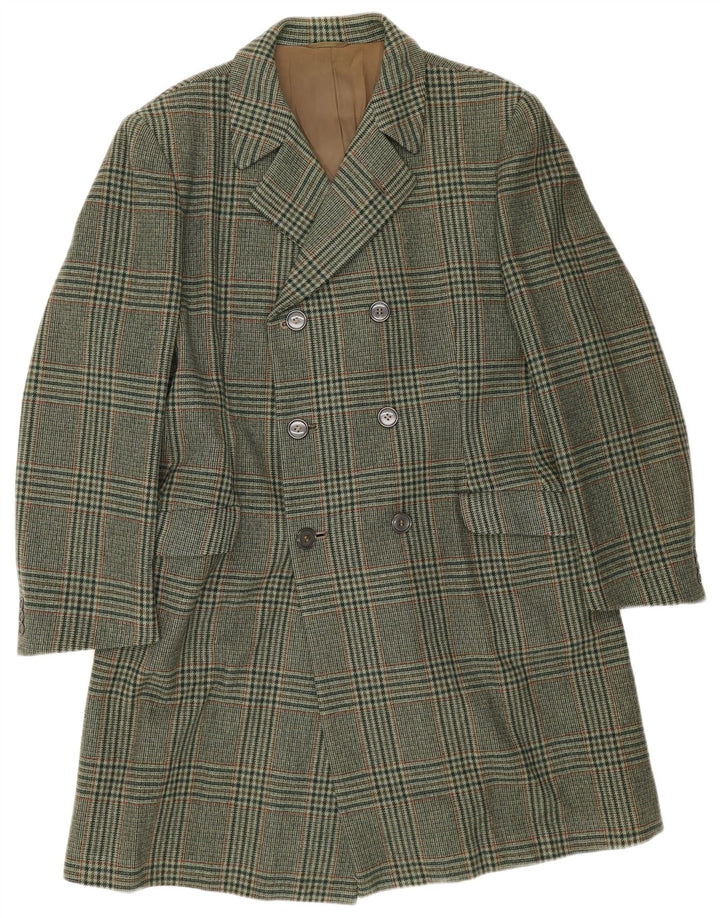 Marzotto Herre dobbeltradet frakke UK 38 Medium Green Houndstooth