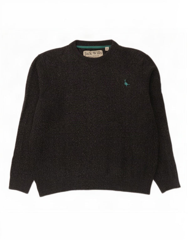 Jack Wills Herre Crew Neck Jumper Sweater Medium Grey Merino Wool